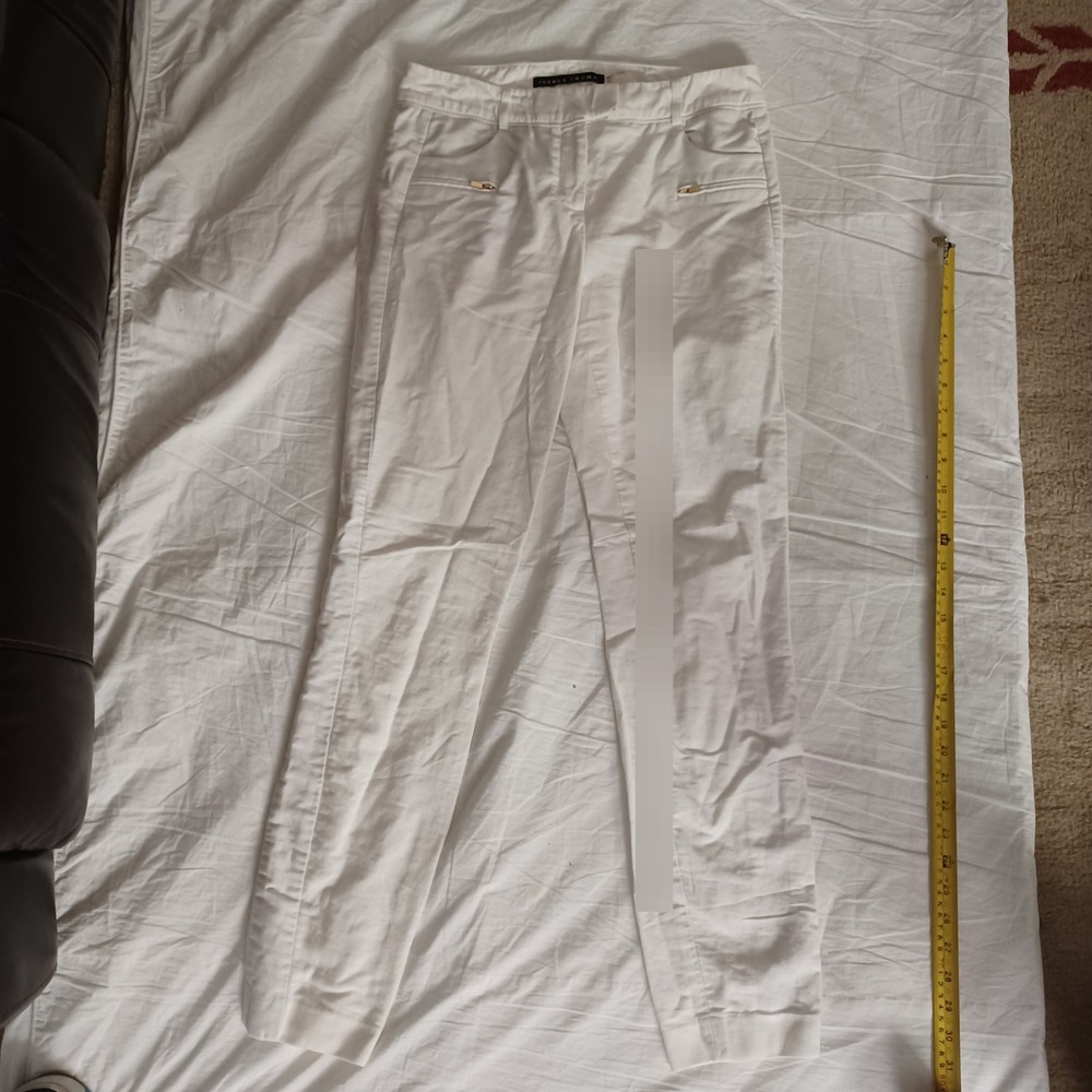Ivanka Trump White Ankle Pants Gold Hardware Cotton Blend Size 4